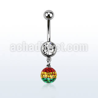 mcd626r 316l banana with jewel rasta ferido multi crystal ball
