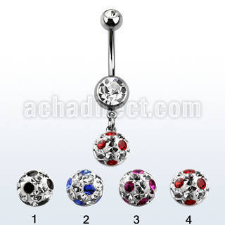 mcd626xa 316l steel belly banana w 2 jewel ball dotted ball