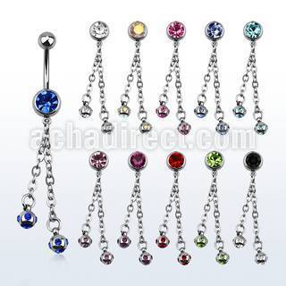 mcd630 316l steel belly banana w bezel multi jewel ball