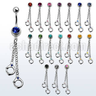 mcd652s 316l steel belly banana w 2 dangling handcuffs