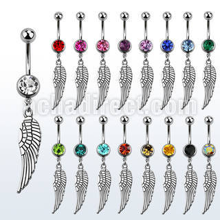 mcd653 316l steel belly banana w dangling plain bird wing
