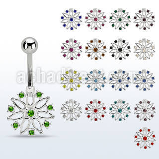 mcd700 steel belly banana, 14g w lower flower shape w crystals