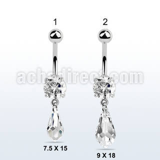 mcd712 steel belly banana w a long drop shaped crystal