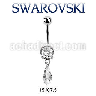mcd713 steel belly banana w a long tear drop swarovski crystal