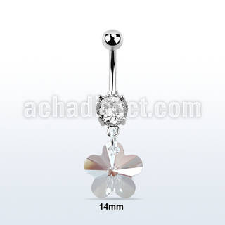 mcd719 steel belly banana w a dangling flower shaped crystal