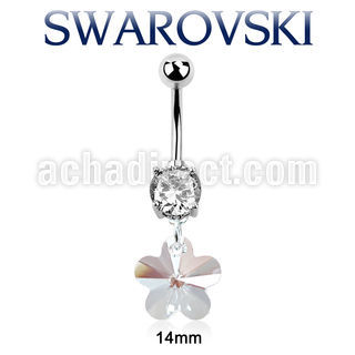 mcd720 steel belly banana w a dangling flower swarovski crystal