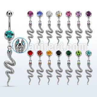 mcd728 steel belly banana w dangling snake w crystal eyes
