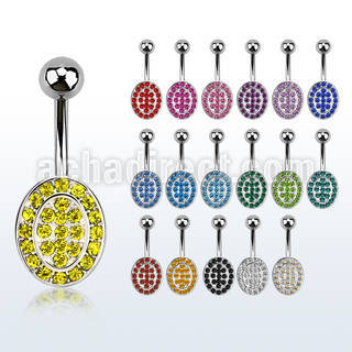 mcd752 steel belly banana w a lower part oval shape w crystals