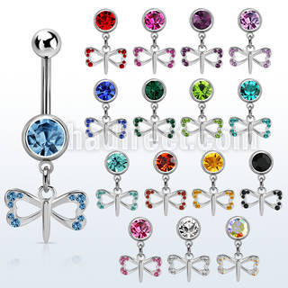 mcd761 steel belly banana w 8mm jewel ball w dangling dragonfly