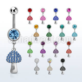 mcd764 steel belly banana w dangling crystal studded mushroom 