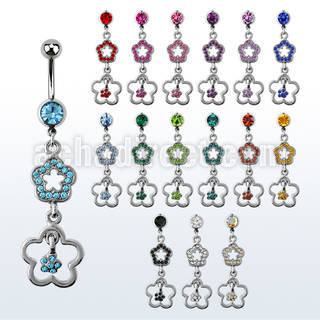 mcdcfd 316l steel belly banana with 2 crystal flowers