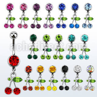 mcdch11 316l steel belly banana a dangling crystal cherry