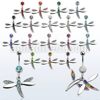 mcddgc 316l steel belly banana with crystal dragonfly