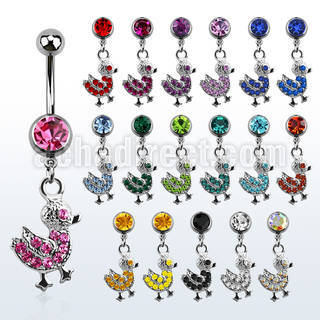 mcddk2 316l steel belly banana with jewel ball crystal duck