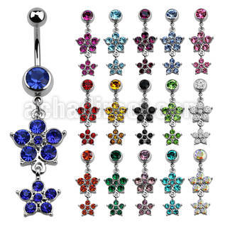mcdfl17 steel belly banana w a double crystal flower w 5 petals