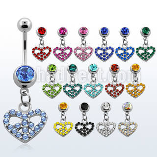 mcdhpe 316l steel belly banana with heart peace sign
