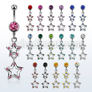 mcdsar6 steel belly banana w dangling double crystal stars