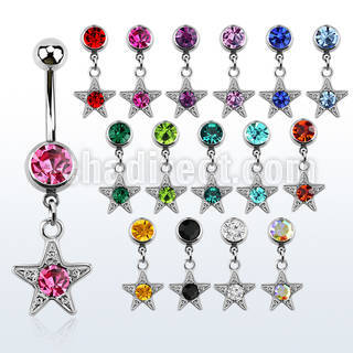 mcdsar 316l steel belly banana w a dangling crystal star