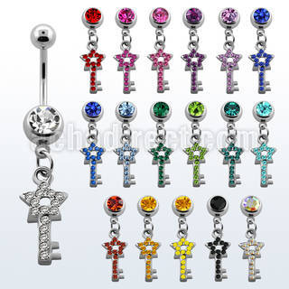 mcdstky 316l steel belly banana with crystal star key