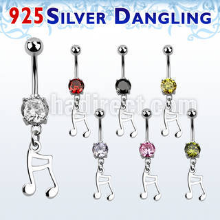mcdvd20 steel belly banana w round cz stone silver melody sign