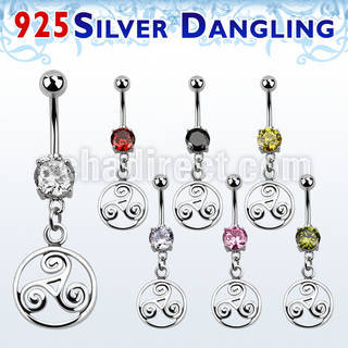 mcdvd23 steel belly banana w round cz stone silver triskele