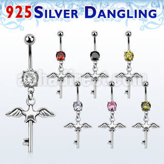 mcdvd3 belly banana w dangling silver star key w wings