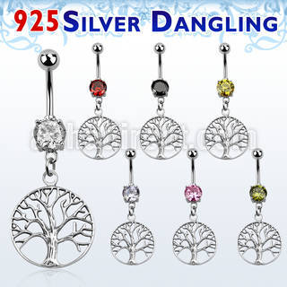 mcdvd4 belly banana w dangling silver tree of life symbol