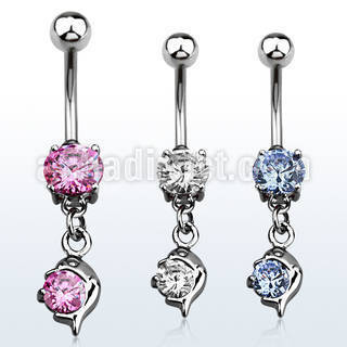 mcdz10 316l steel belly banana with prong cz small cz dolphin