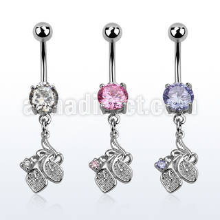 mcdz302 316l steel belly banana w a dangling lily flower design
