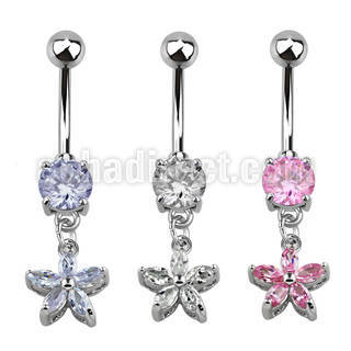mcdz319 belly banana w prong set cz stone a dangling cz flower