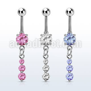 mcdz418 steel belly banana w dangling triple cz chains