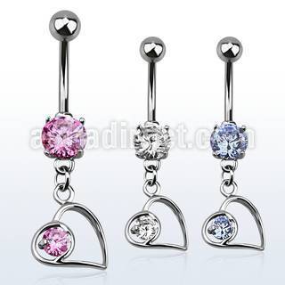 mcdz66 316l steel belly banana w 8mm prong cz lying heart