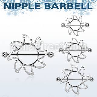 mcnp103 sun nipple shield w 316l steel barbell with 5mm balls