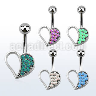 mcop494 piercing ombligo acero quirurgico corazon opalos sinteticos 10mm distribuidor mayorista
