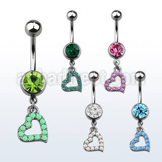 mcop542 steel belly banana w heart shape synthetic opal dangling