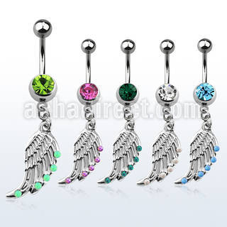 mcop568 steel belly banana w bird wing design w synthetic opals