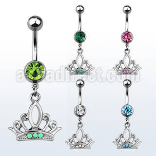 mcop649 piercing ombligo acero quirurgico bola joya bisel 8mm corona opalos sinteticos 10mm mayorista