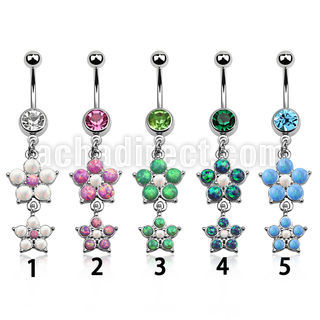 mcopfl17 steel belly banana, w dangling double crystal flower