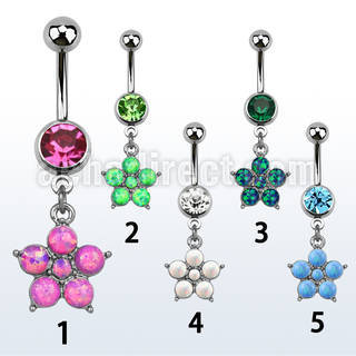 mcopfl20 steel belly banana, w dangling flower w synthetic opal