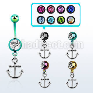 mdk632 pvd 316l steel belly banana w dangling plain anchor