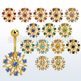 mdk700 anodized 316l steel belly banana w big crystal flower