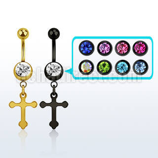 mdk756 black steel belly banana w a dangling cross