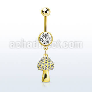 mdk764 gold steel belly banana w dangling crystal mushroom 