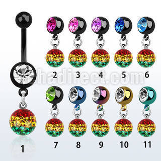 mdkfr8r pvd 316l steel belly banana w dangling rasta ferido ball