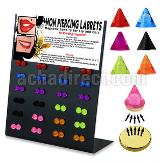 mg101 board of cone shaped magnetic acrylic fake labret studs