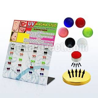 mg106 board of magnetic half ball uv acrylic fake labret studs