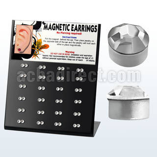 mg81 board with 24 prs of 3mm round crystal magnetic earrings