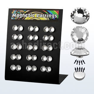 mg85 board of 8mm round crystal magnetic earrings in colors
