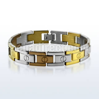 mgcob1 steel bracelet with polished color links screw design