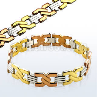 mgcob2 steel bracelet with high polished color x links